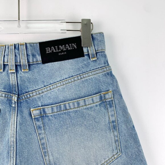Balmain Blue Distressed Denim Fringed Shorts XS Limited Edition Premium Cotton C - Picture 5 of 8
